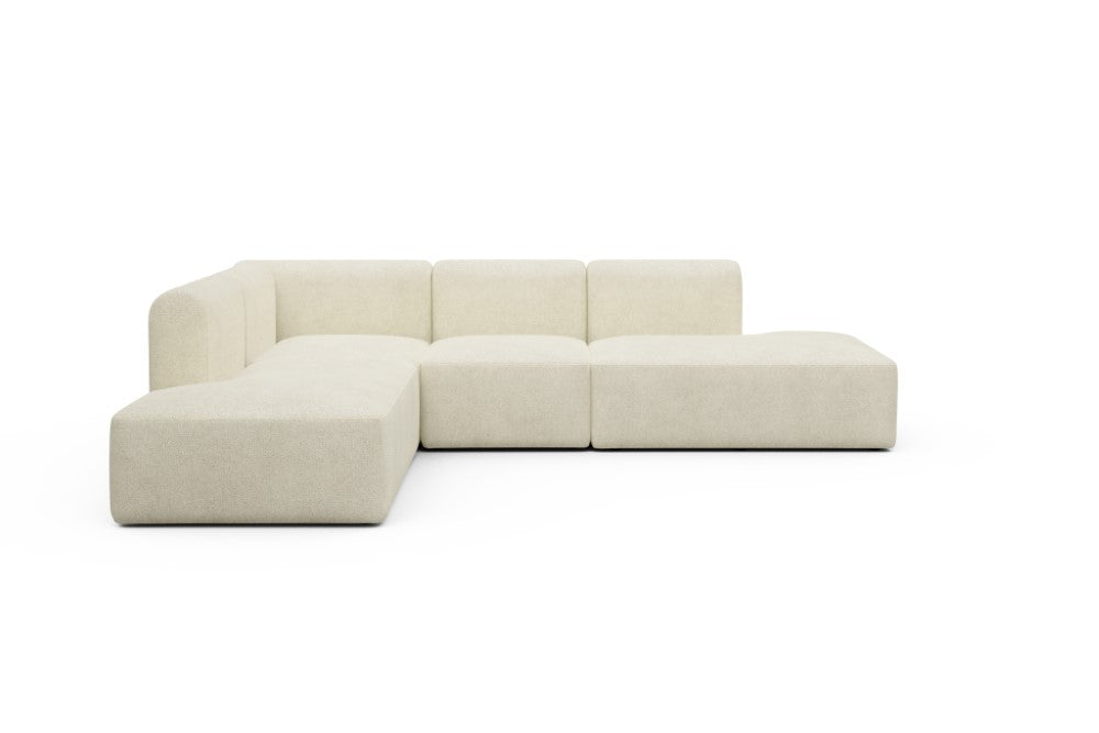 Rund Modular Sofa - Configurations 1 - F3H - 296 x 224 cm - Open-end + 2 Seater + Open-end - 531 Bouclé Off White