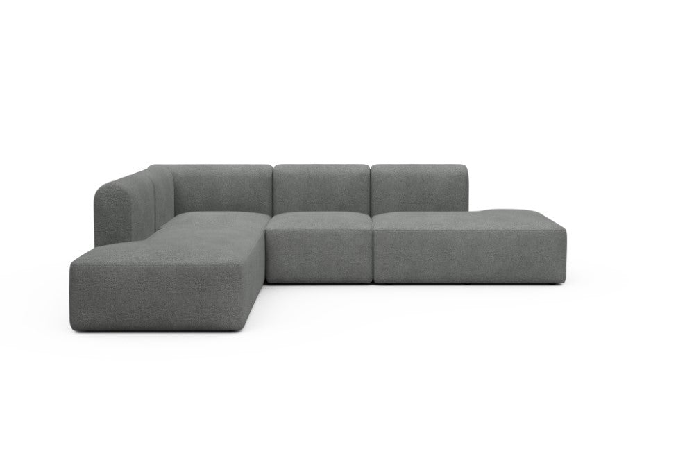 Rund Modular Sofa - Configurations 1 - F3H - 296 x 224 cm - Open-end + 2 Seater + Open-end - 533 Bouclé Ash Grey