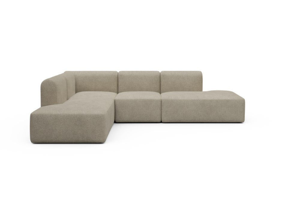 Rund Modular Sofa - Configurations 1 - F3H - 296 x 224 cm - Open-end + 2 Seater + Open-end - 539 Bouclé Beige