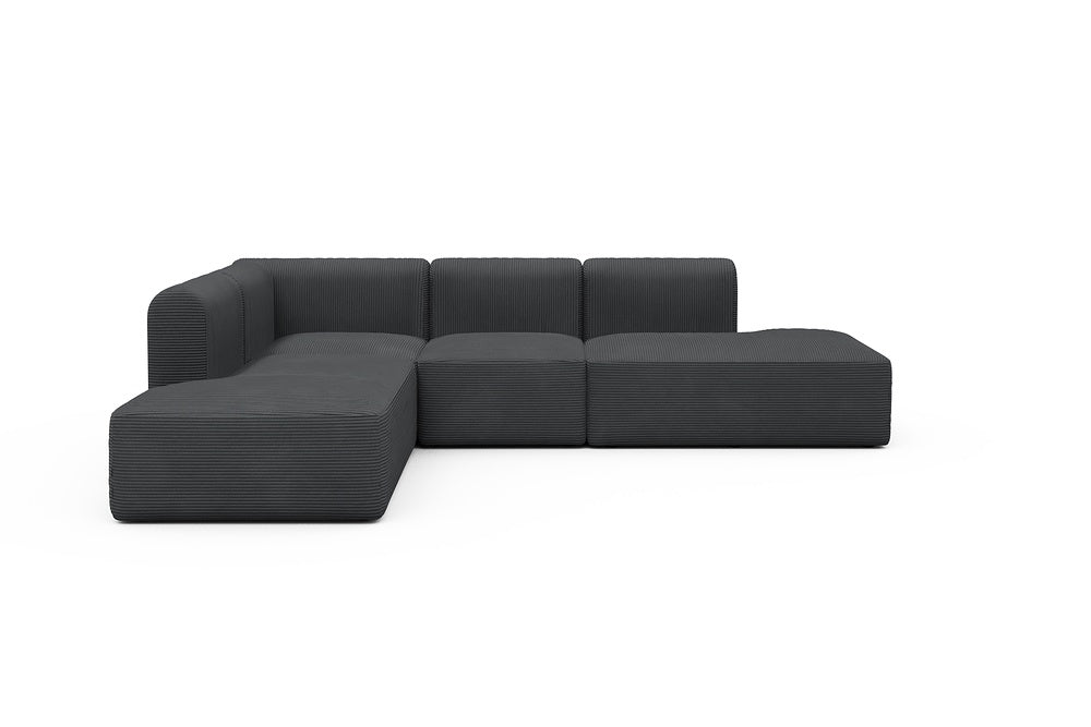 Rund Modular Sofa - Configurations 1 - F3H - 296 x 224 cm - Open-end + 2 Seater + Open-end - 593 Corduroy Graphite