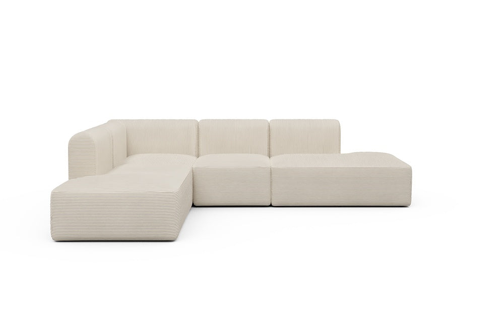Rund Modular Sofa - Configurations 1 - F3H - 296 x 224 cm - Open-end + 2 Seater + Open-end - 594 Corduroy Ivory