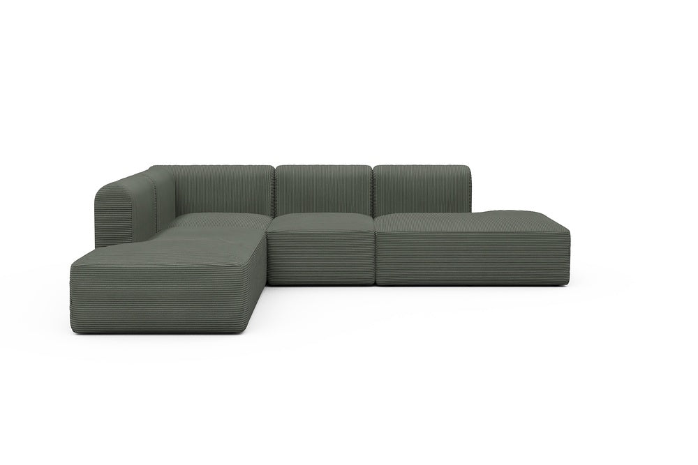 Rund Modular Sofa - Configurations 1 - F3H - 296 x 224 cm - Open-end + 2 Seater + Open-end - 598 Corduroy Sage