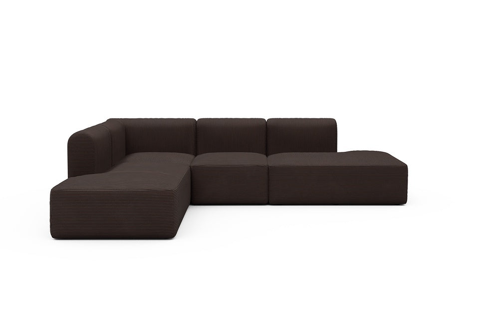 Rund Modular Sofa - Configurations 1 - F3H - 296 x 224 cm - Open-end + 2 Seater + Open-end - 600 Corduroy Cocoa