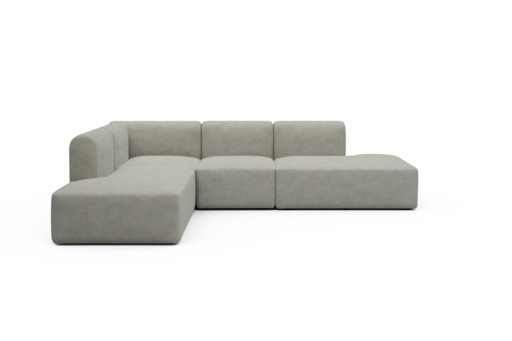 Rund Modular Sofa - Configurations 1 - F3H - 296 x 224 cm - Open-end + 2 Seater + Open-end - 773 Carreno Moon Stone White