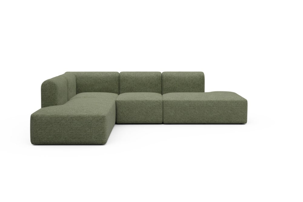 Rund Modular Sofa - Configurations 1 - F3H - 296 x 224 cm - Open-end + 2 Seater + Open-end - 775 Carreno Vivid Green