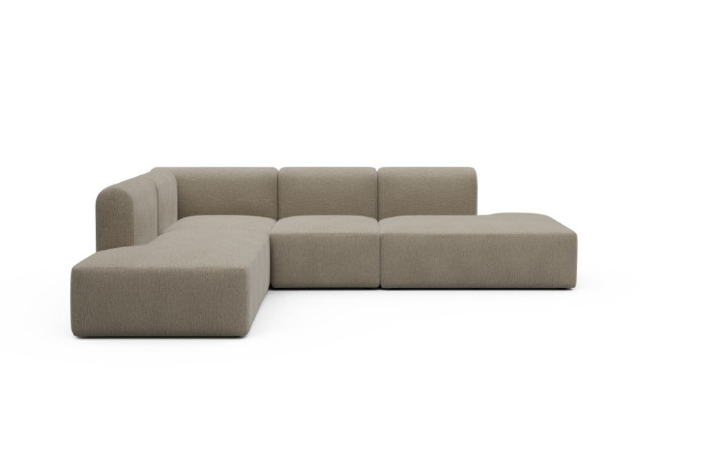 Rund Modular Sofa - Configurations 1 - F3H - 296 x 224 cm - Open-end + 2 Seater + Open-end - 810 Smooth Smooth Beige