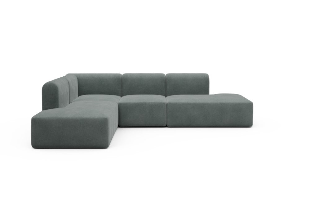 Rund Modular Sofa - Configurations 1 - F3H - 296 x 224 cm - Open-end + 2 Seater + Open-end - 812 Smooth Smooth Silver Grey