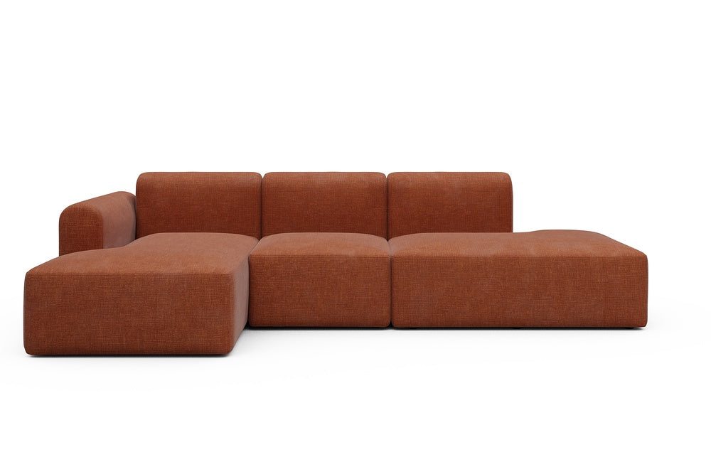 Rund Modular Sofa - Configurations 2 - K1L - 296 x 152 cm - Chaise + 1 Seater + Open-end - 412 Esina Rust Orange