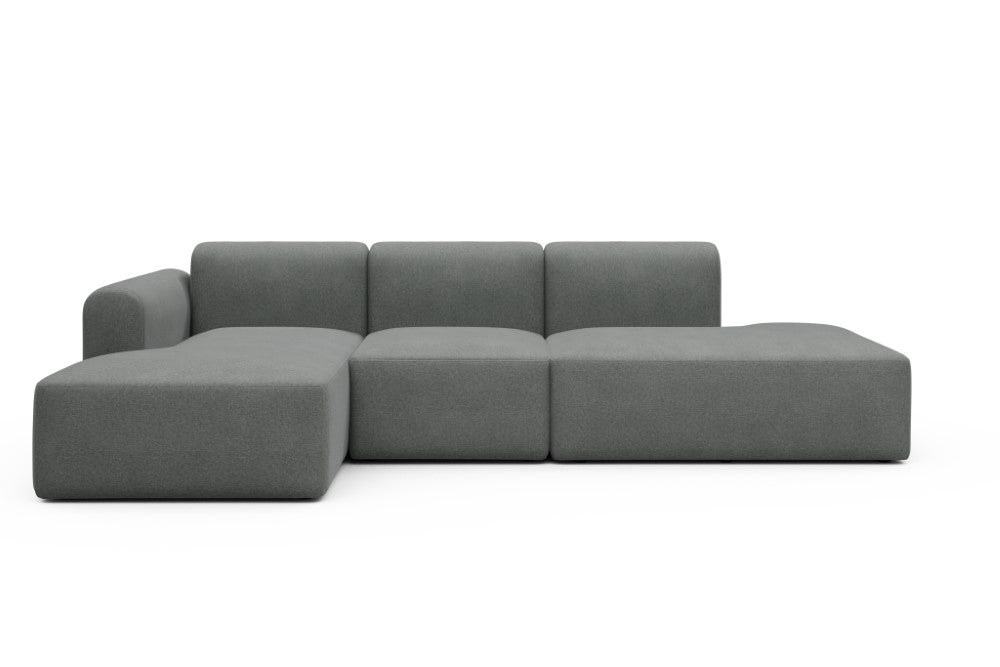 Rund Modular Sofa - Configurations 2 - K1L - 296 x 152 cm - Chaise + 1 Seater + Open-end - 440 Satya Steel Grey