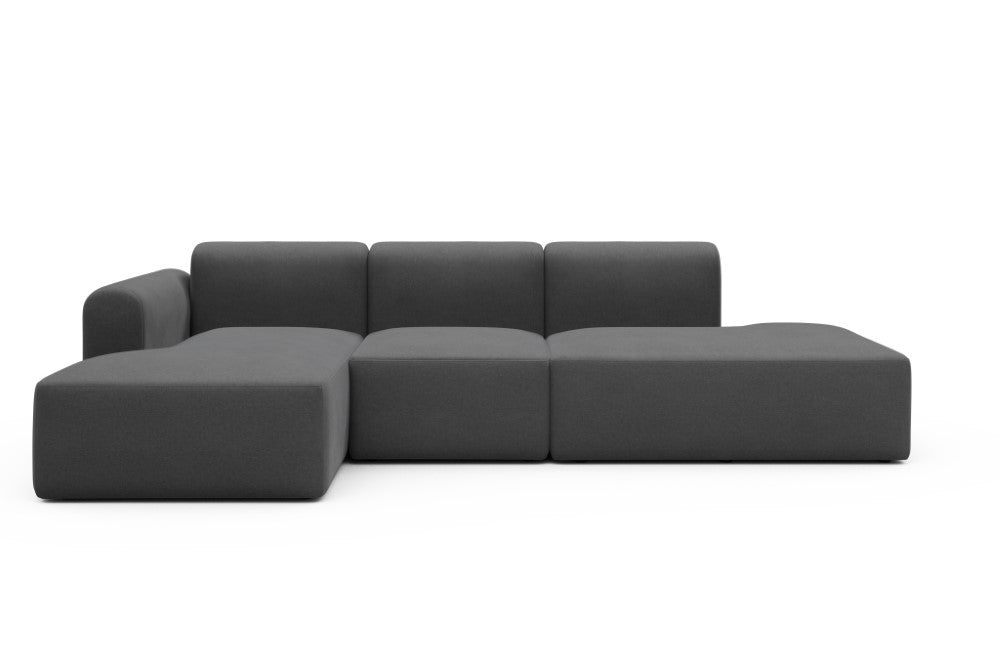 Rund Modular Sofa - Configurations 2 - K1L - 296 x 152 cm - Chaise + 1 Seater + Open-end - 441 Satya Warm Zinc