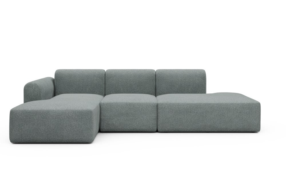 Rund Modular Sofa - Configurations 2 - K1L - 296 x 152 cm - Chaise + 1 Seater + Open-end - 499 Casone Light mixed Green