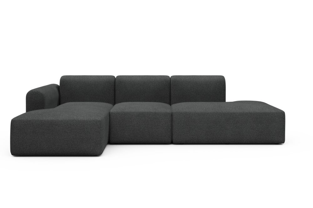 Rund Modular Sofa - Configurations 2 - K1L - 296 x 152 cm - Chaise + 1 Seater + Open-end - 529 Bouclé Charcoal