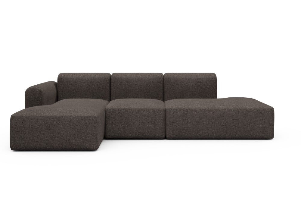 Rund Modular Sofa - Configurations 2 - K1L - 296 x 152 cm - Chaise + 1 Seater + Open-end - 530 Bouclé Taupe