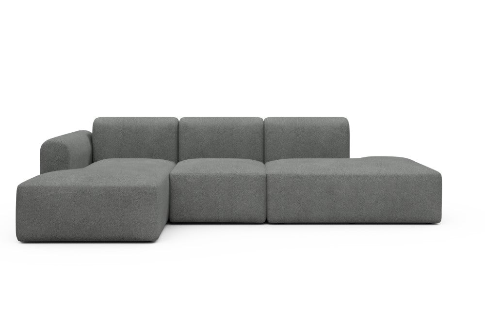 Rund Modular Sofa - Configurations 2 - K1L - 296 x 152 cm - Chaise + 1 Seater + Open-end - 533 Bouclé Ash Grey