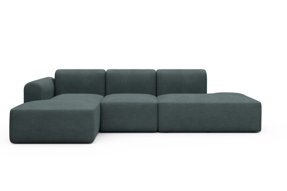 Rund Modular Sofa - Configurations 2 - K1L - 296 x 152 cm - Chaise + 1 Seater + Open-end - 573 Vivus Dusty Blue