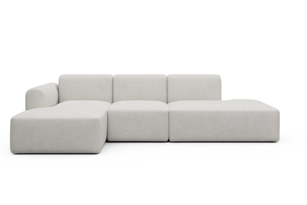 Rund Modular Sofa - Configurations 2 - K1L - 296 x 152 cm - Chaise + 1 Seater + Open-end - 574 Vivus Dusty Off White
