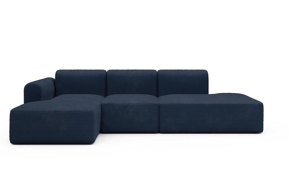 Rund Modular Sofa - Configurations 2 - K1L - 296 x 152 cm - Chaise + 1 Seater + Open-end - 591 Corduroy Midnight-Blue