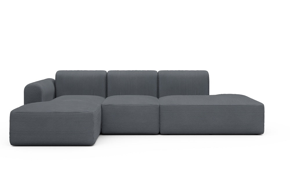 Rund Modular Sofa - Configurations 2 - K1L - 296 x 152 cm - Chaise + 1 Seater + Open-end - 592 Corduroy Silvermist