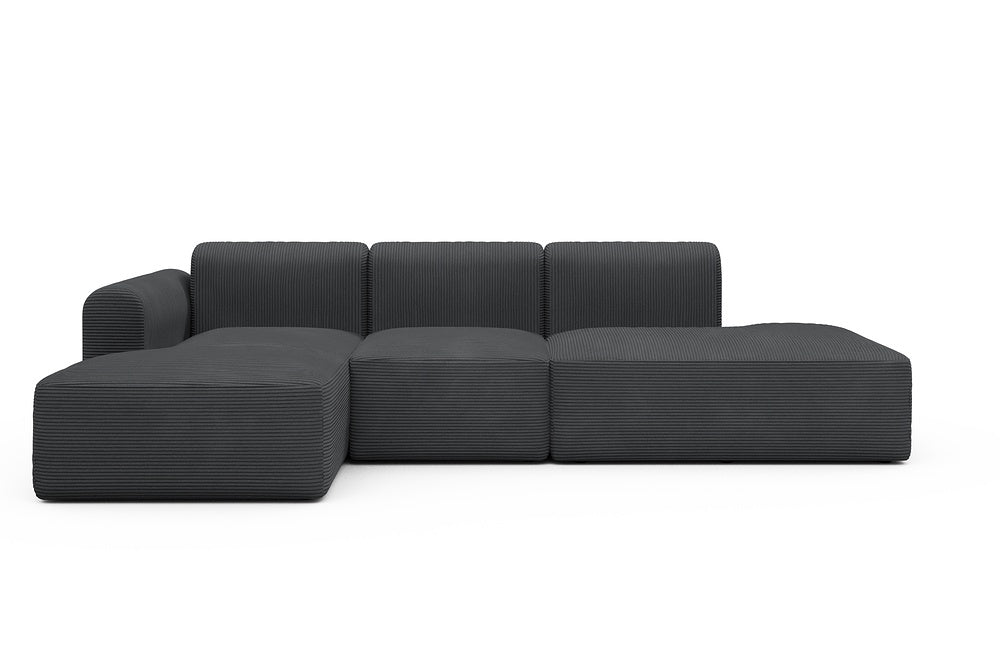 Rund Modular Sofa - Configurations 2 - K1L - 296 x 152 cm - Chaise + 1 Seater + Open-end - 593 Corduroy Graphite