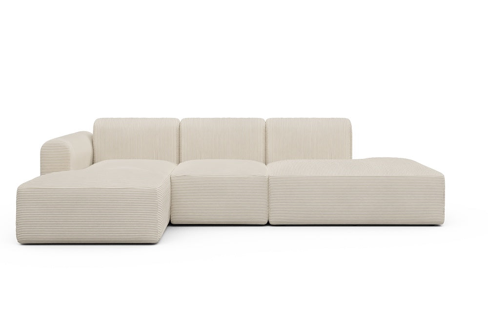 Rund Modular Sofa - Configurations 2 - K1L - 296 x 152 cm - Chaise + 1 Seater + Open-end - 594 Corduroy Ivory
