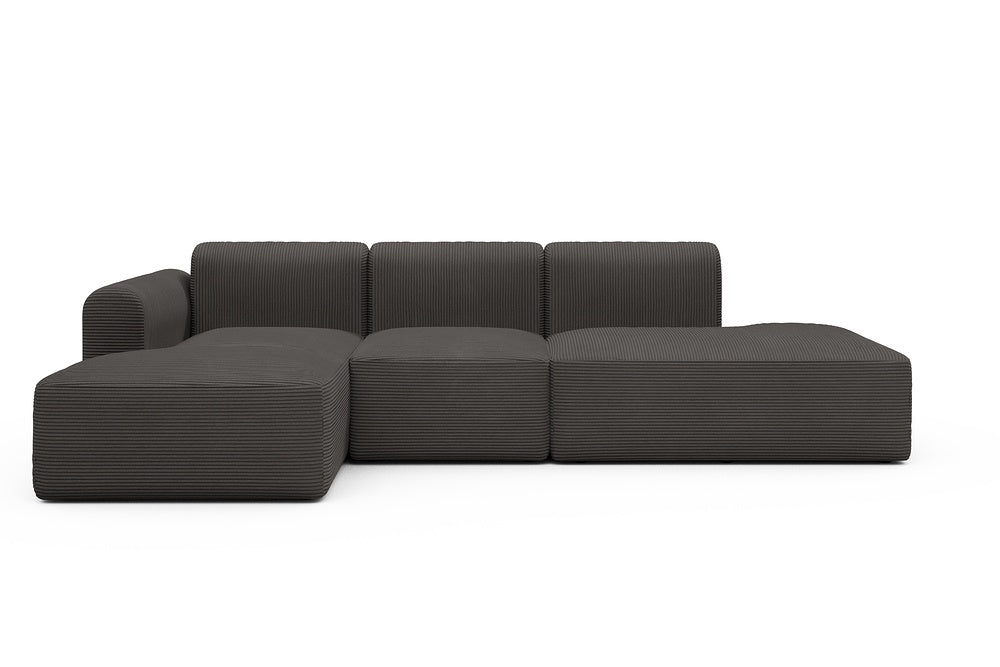 Rund Modular Sofa - Configurations 2 - K1L - 296 x 152 cm - Chaise + 1 Seater + Open-end - 597 Corduroy Charcoal