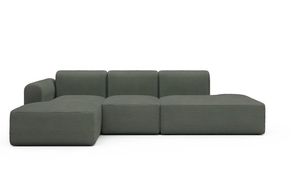 Rund Modular Sofa - Configurations 2 - K1L - 296 x 152 cm - Chaise + 1 Seater + Open-end - 598 Corduroy Sage