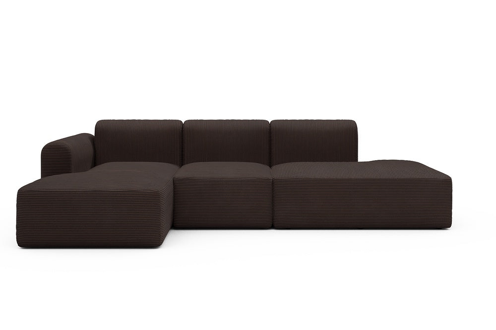 Rund Modular Sofa - Configurations 2 - K1L - 296 x 152 cm - Chaise + 1 Seater + Open-end - 600 Corduroy Cocoa