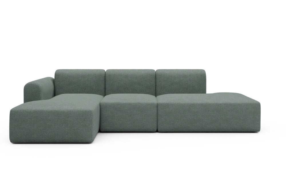 Rund Modular Sofa - Configurations 2 - K1L - 296 x 152 cm - Chaise + 1 Seater + Open-end - 770 Carreno Cielo Blue