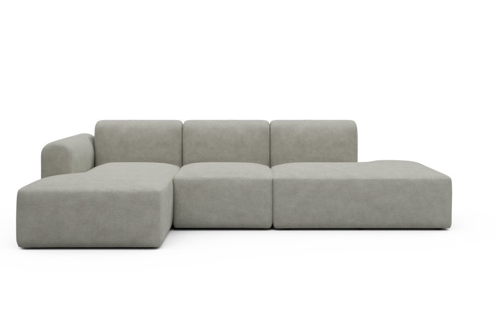 Rund Modular Sofa - Configurations 2 - K1L - 296 x 152 cm - Chaise + 1 Seater + Open-end - 773 Carreno Moon Stone White