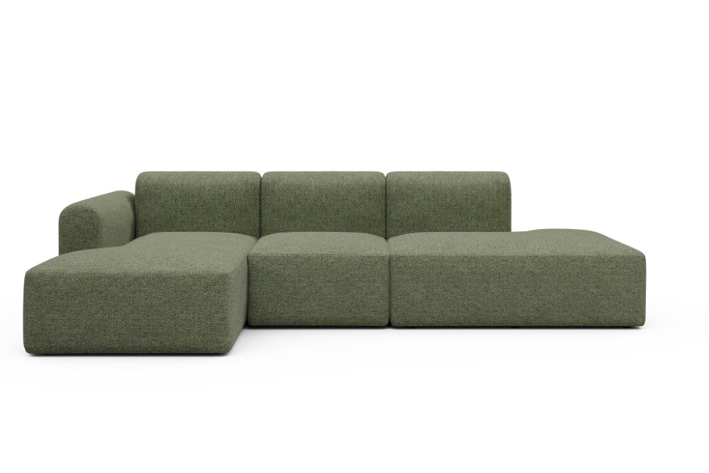 Rund Modular Sofa - Configurations 2 - K1L - 296 x 152 cm - Chaise + 1 Seater + Open-end - 775 Carreno Vivid Green