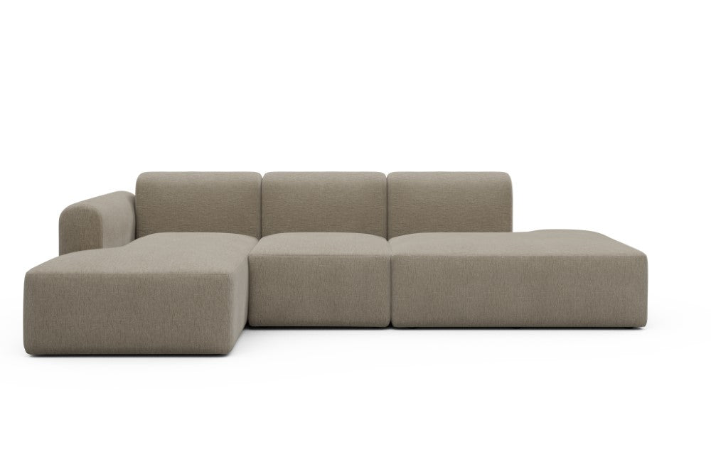 Rund Modular Sofa - Configurations 2 - K1L - 296 x 152 cm - Chaise + 1 Seater + Open-end - 810 Smooth Smooth Beige