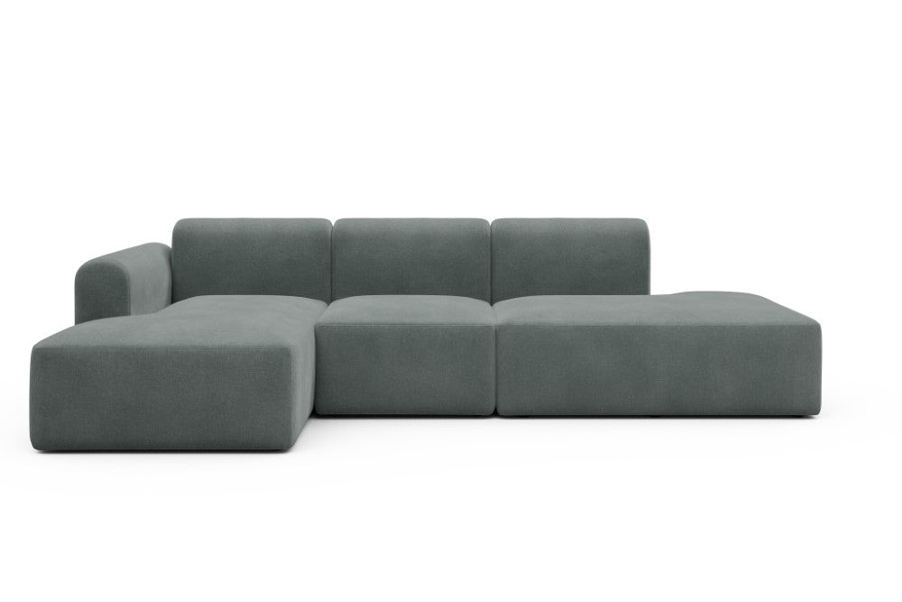 Rund Modular Sofa - Configurations 2 - K1L - 296 x 152 cm - Chaise + 1 Seater + Open-end - 812 Smooth Smooth Silver Grey
