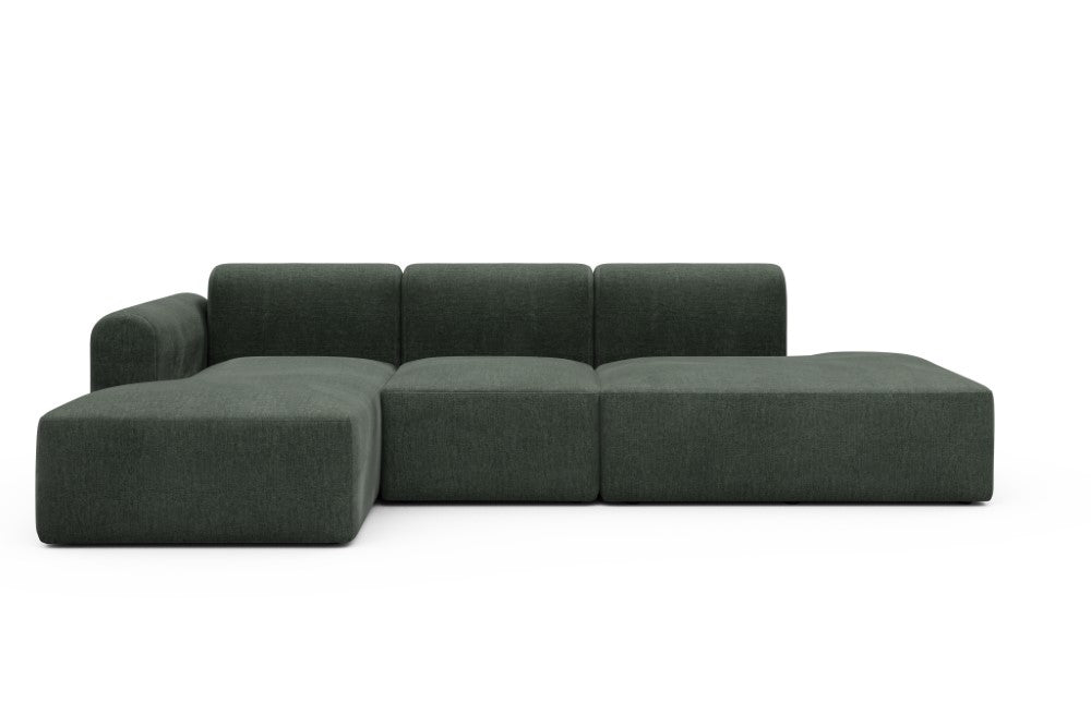 Rund Modular Sofa - Configurations 2 - K1L - 296 x 152 cm - Chaise + 1 Seater + Open-end - 818 Aivi Pine Green