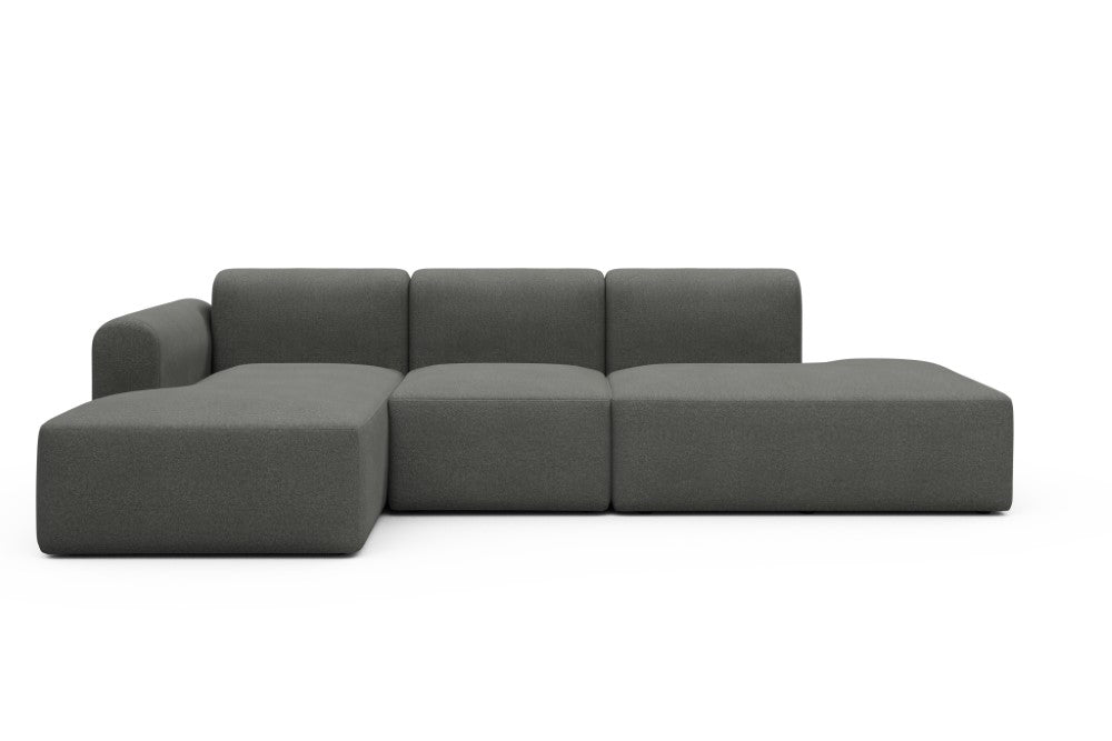 Rund Modular Sofa - Configurations 2 - K1L - 296 x 152 cm - Chaise + 1 Seater + Open-end - 852 Mahoga Seal Grey