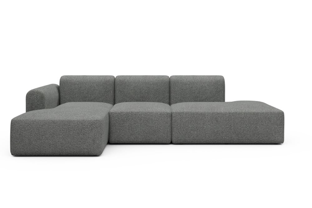 Rund Modular Sofa - Configurations 2 - K1L - 296 x 152 cm - Chaise + 1 Seater + Open-end - 868 Vanora Warm Grey