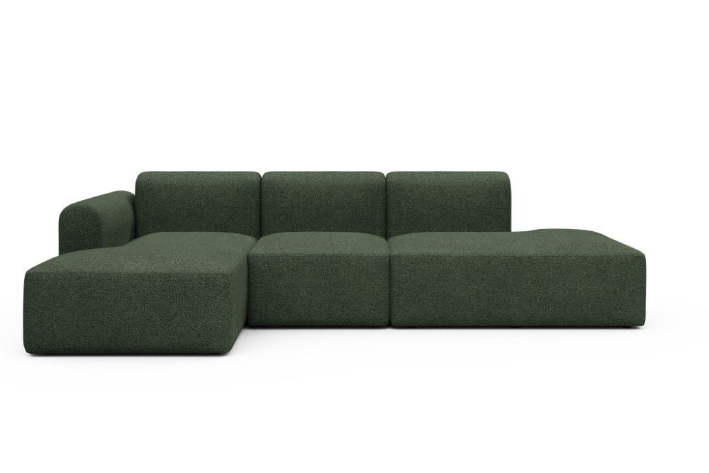 Rund Modular Sofa - Configurations 2 - K1L - 296 x 152 cm - Chaise + 1 Seater + Open-end - 869 Vanora Deep Green