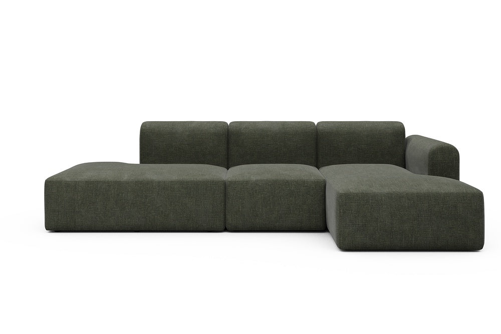 Rund Modular Sofa - Configurations 2 - K2L - 296 x 152 cm - Open-end + 1 Seater + Open-end - 413 Esina Olive Green