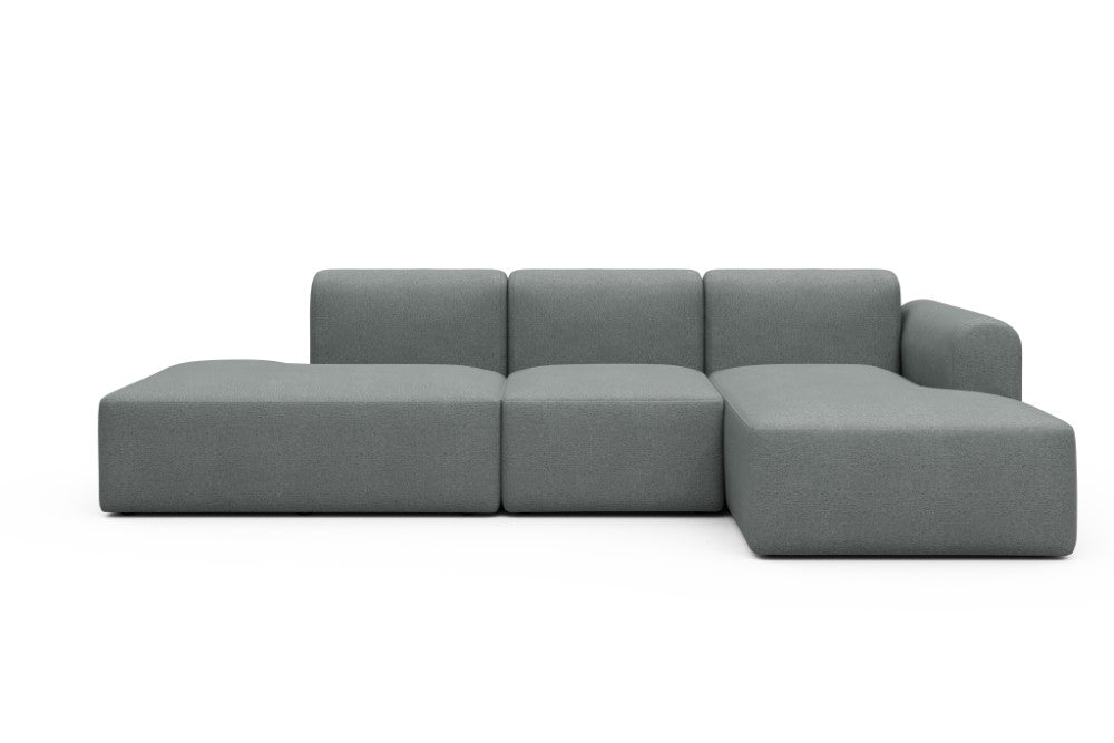 Rund Modular Sofa - Configurations 2 - K2L - 296 x 152 cm - Open-end + 1 Seater + Open-end - 485 Denari Soft Grey