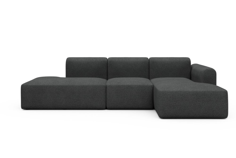 Rund Modular Sofa - Configurations 2 - K2L - 296 x 152 cm - Open-end + 1 Seater + Open-end - 529 Bouclé Charcoal