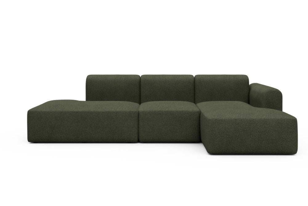 Rund Modular Sofa - Configurations 2 - K2L - 296 x 152 cm - Open-end + 1 Seater + Open-end - 535 Bouclé Forest Green
