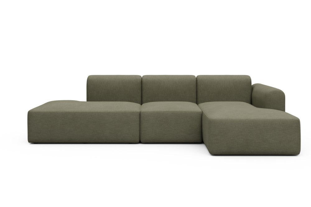 Rund Modular Sofa - Configurations 2 - K2L - 296 x 152 cm - Open-end + 1 Seater + Open-end - 575 Vivus Dusty Olive