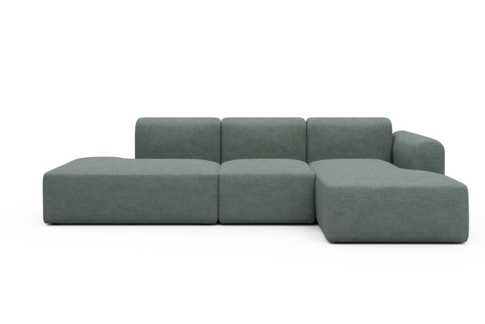 Rund Modular Sofa - Configurations 2 - K2L - 296 x 152 cm - Open-end + 1 Seater + Open-end - 770 Carreno Cielo Blue