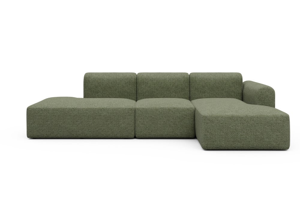 Rund Modular Sofa - Configurations 2 - K2L - 296 x 152 cm - Open-end + 1 Seater + Open-end - 775 Carreno Vivid Green
