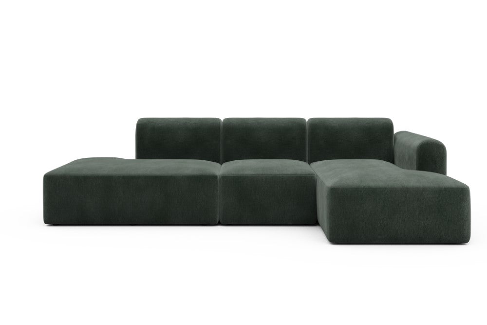 Rund Modular Sofa - Configurations 2 - K2L - 296 x 152 cm - Open-end + 1 Seater + Open-end - 814 Smooth Laural Green