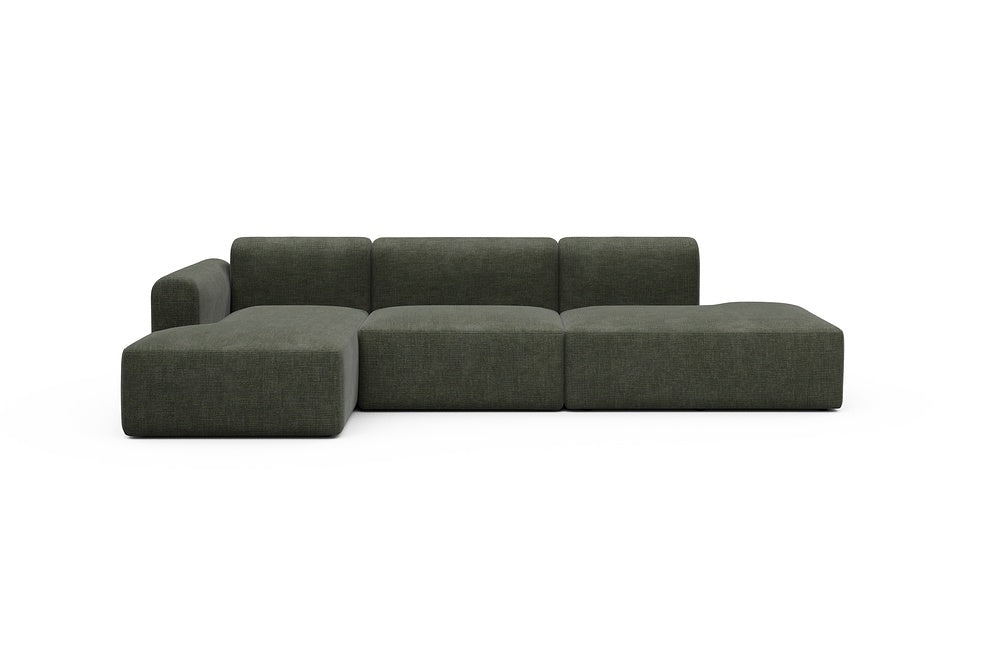 Rund Modular Sofa - Configurations 2 - K3L - 319 x 152 cm - Chaise + 1,5 Seater + Open-end - 413 Esina Olive Green
