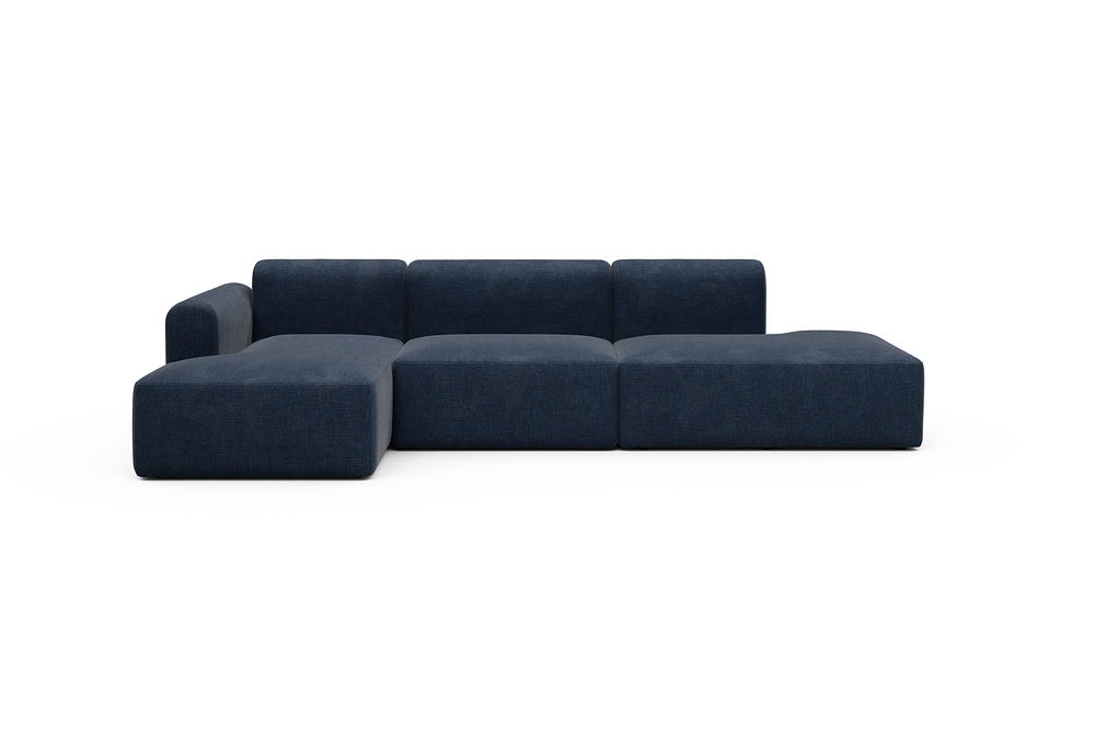 Rund Modular Sofa - Configurations 2 - K3L - 319 x 152 cm - Chaise + 1,5 Seater + Open-end - 414 Esina Indigo Blue
