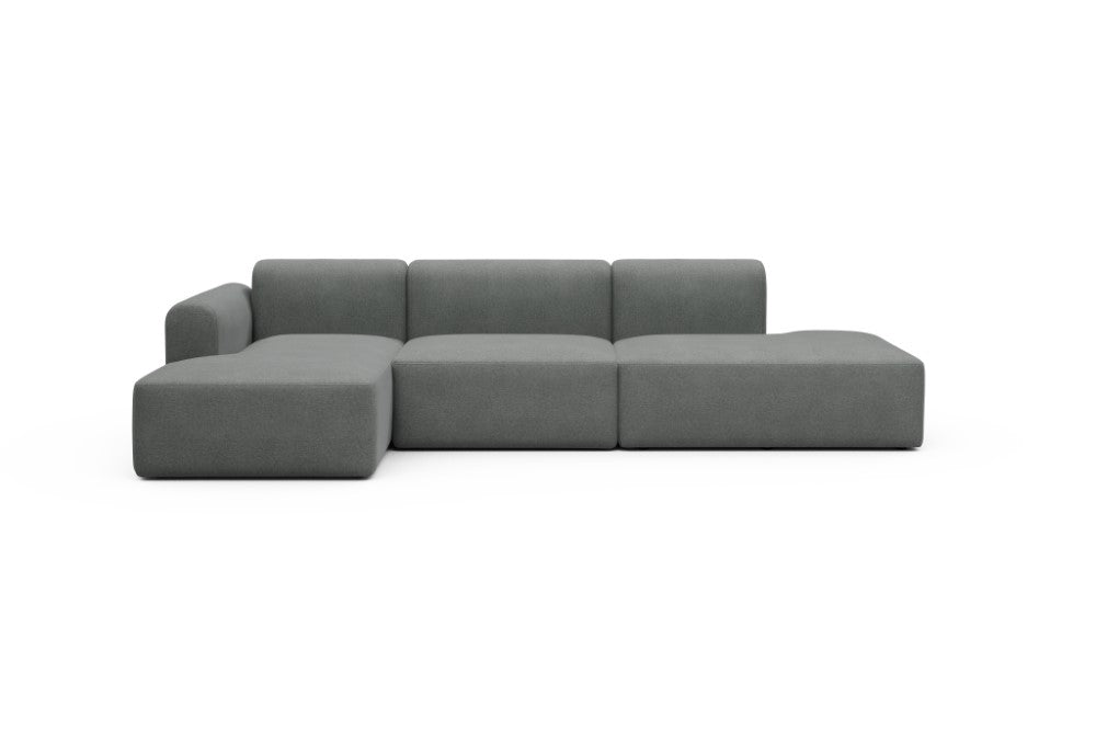 Rund Modular Sofa - Configurations 2 - K3L - 319 x 152 cm - Chaise + 1,5 Seater + Open-end - 440 Satya Steel Grey