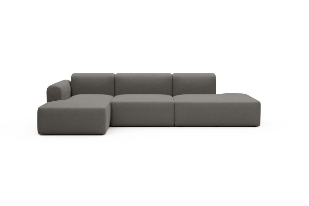 Rund Modular Sofa - Configurations 2 - K3L - 319 x 152 cm - Chaise + 1,5 Seater + Open-end - 446 Satya Taupe Brown