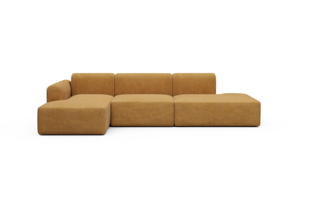 Rund Modular Sofa - Configurations 2 - K3L - 319 x 152 cm - Chaise + 1,5 Seater + Open-end - 497 Casone Warm Yellow