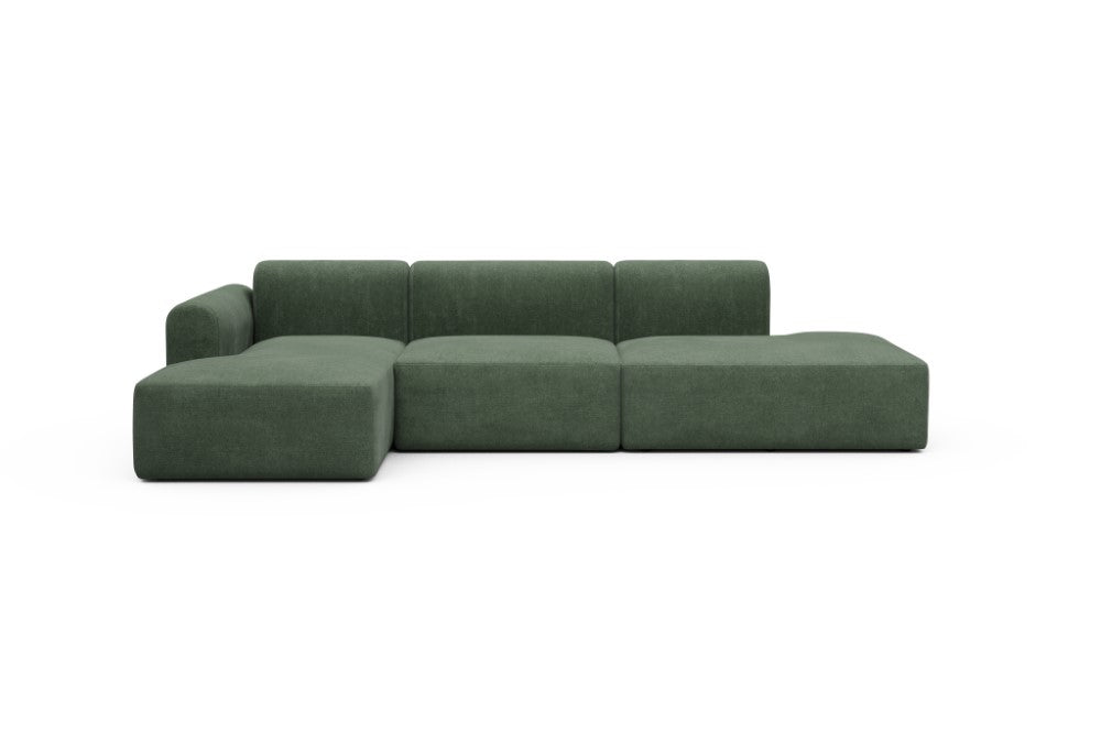 Rund Modular Sofa - Configurations 2 - K3L - 319 x 152 cm - Chaise + 1,5 Seater + Open-end - 498 Casone Forest Green